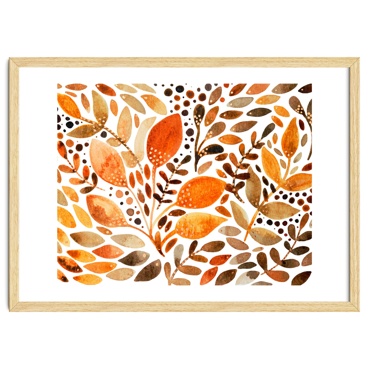 Watercolor modern foliage - autumn palette