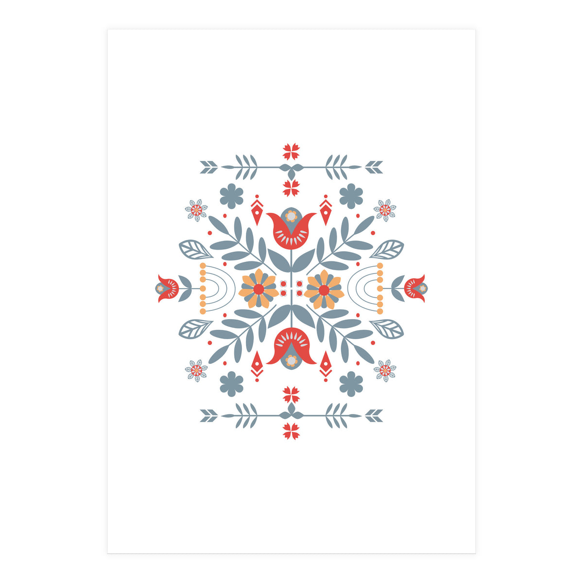 Scandinavian Folk Retro Flower Pattern (Print Only)
