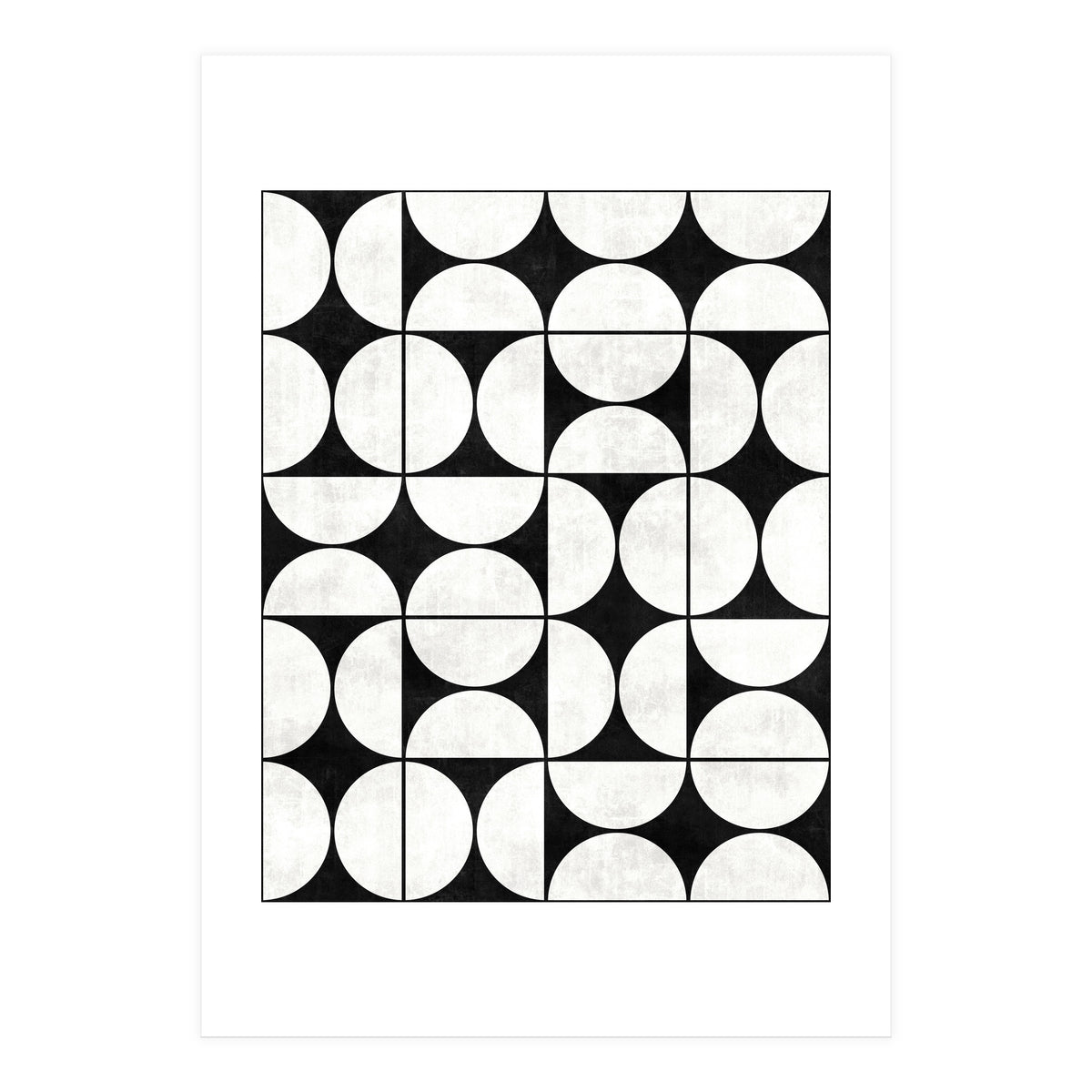 Mid-Century Modern Pattern No.2 - Black and White Concrete (Print Only)