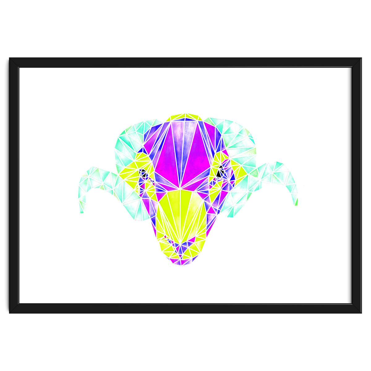 Colourful Geometric Swaledale Sheep Tup with White Lines