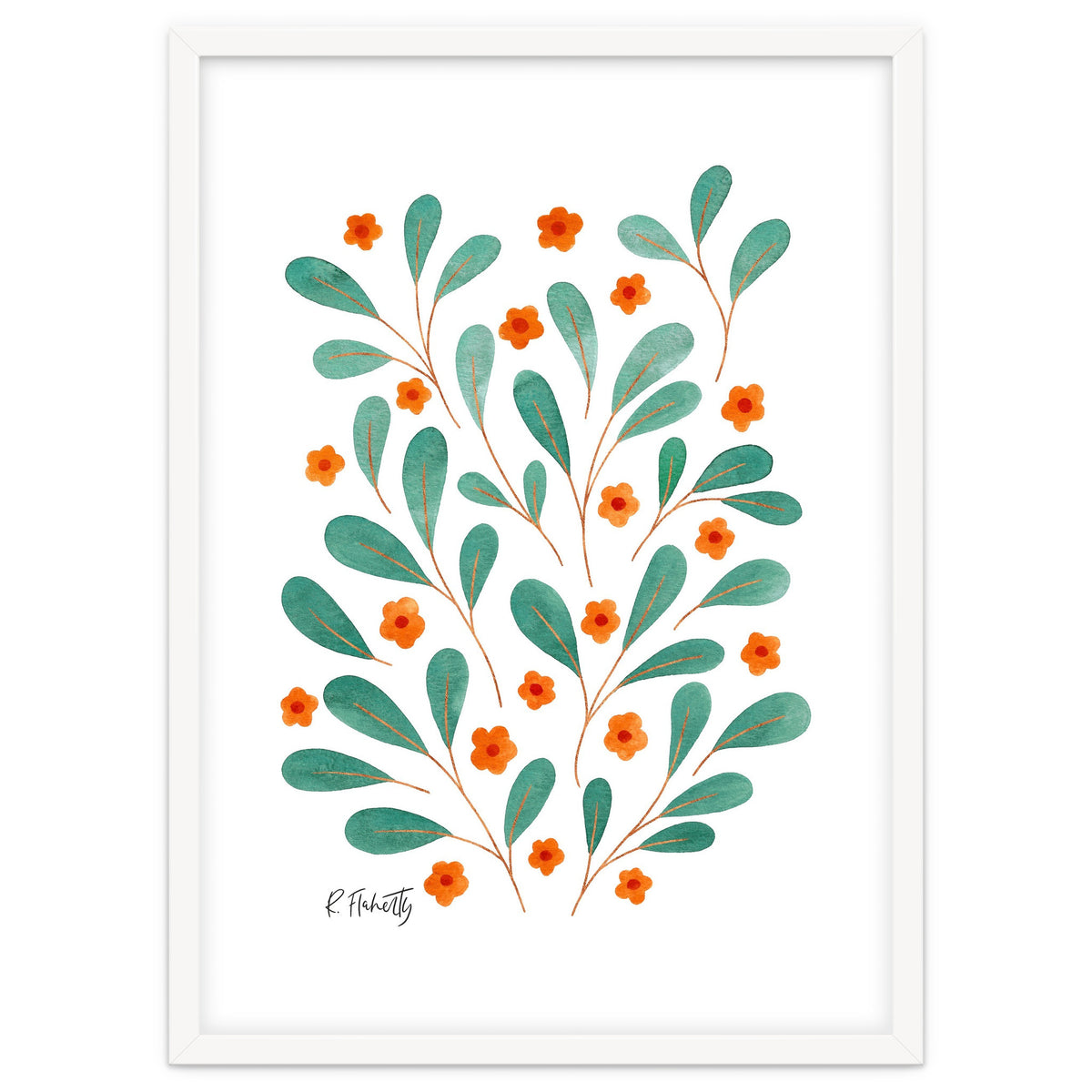 Springtime Floral | Orange and Green