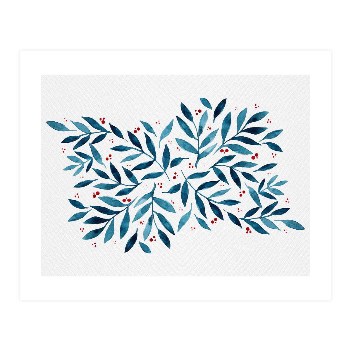 Teal Branches And Dots (Print Only)