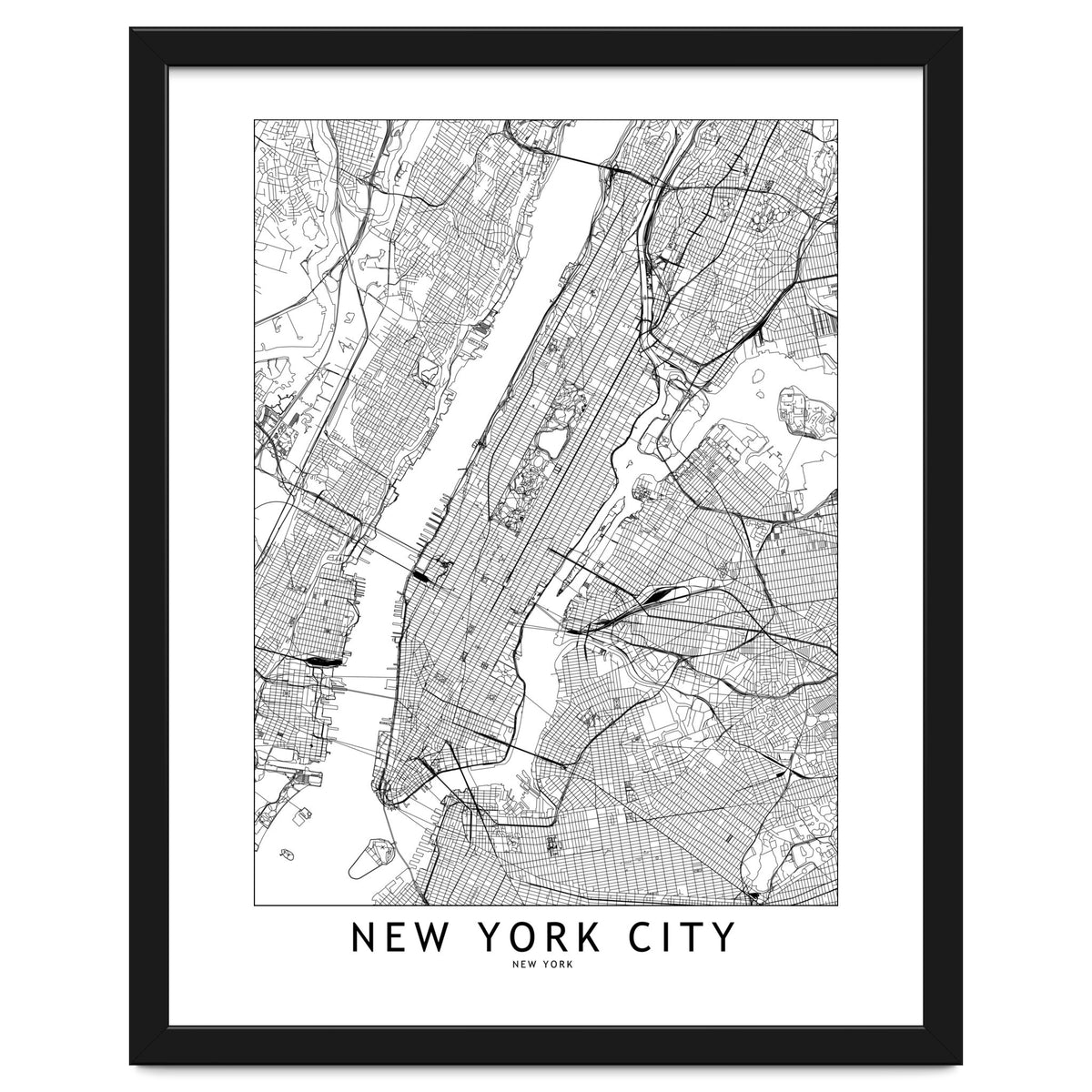 New York City White Map