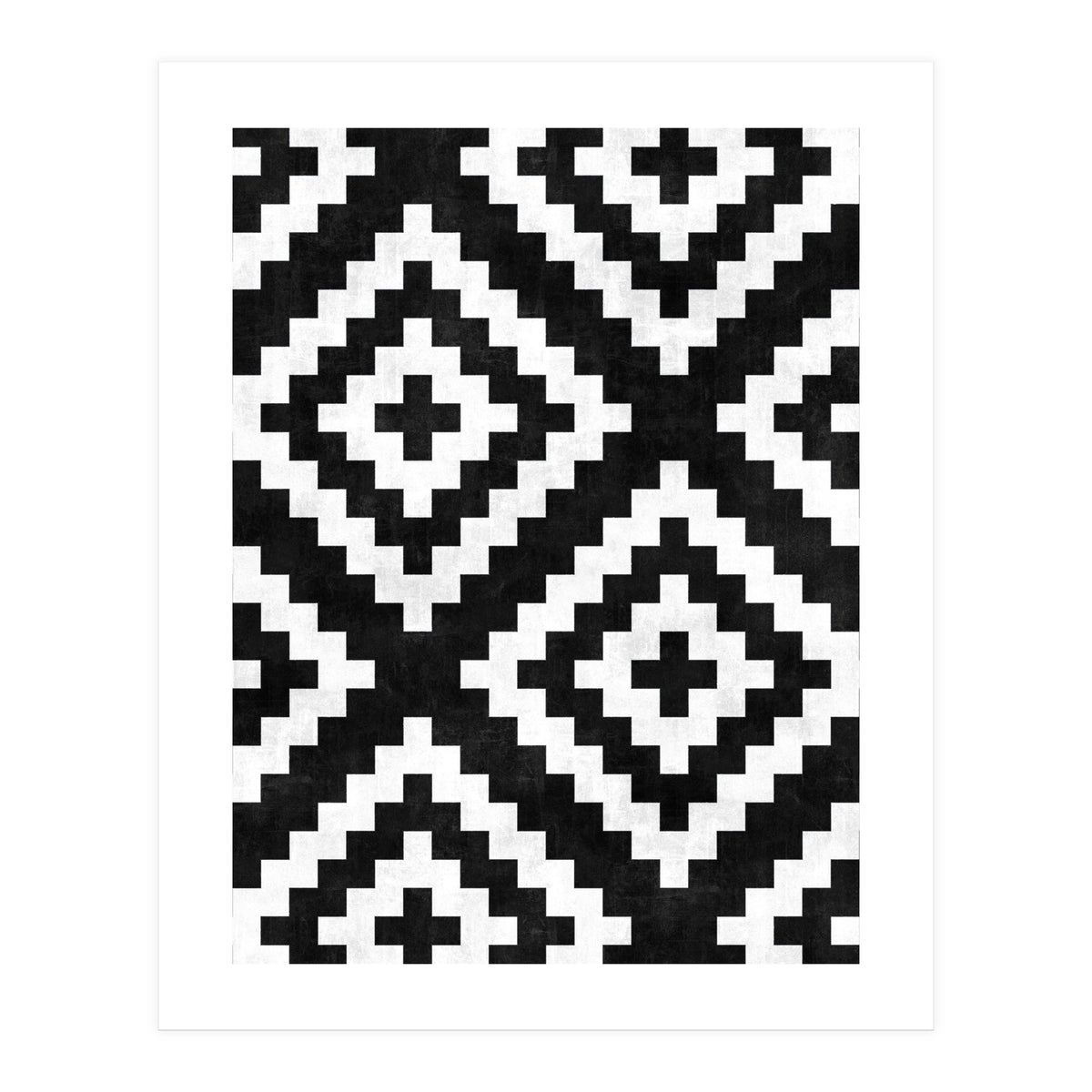 Urban Tribal Pattern No.17 - Aztec - Black and White Concrete (Print Only)