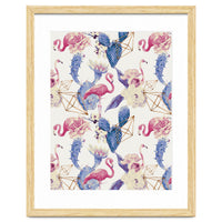 Flamingos, geometric and flowers 02
