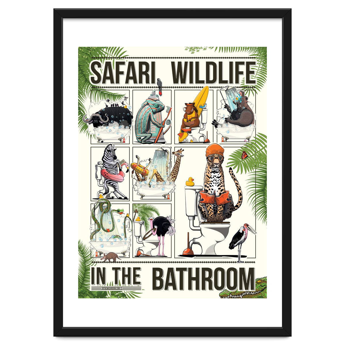 Safari Animals in the Bathroom, funny toilet humour
