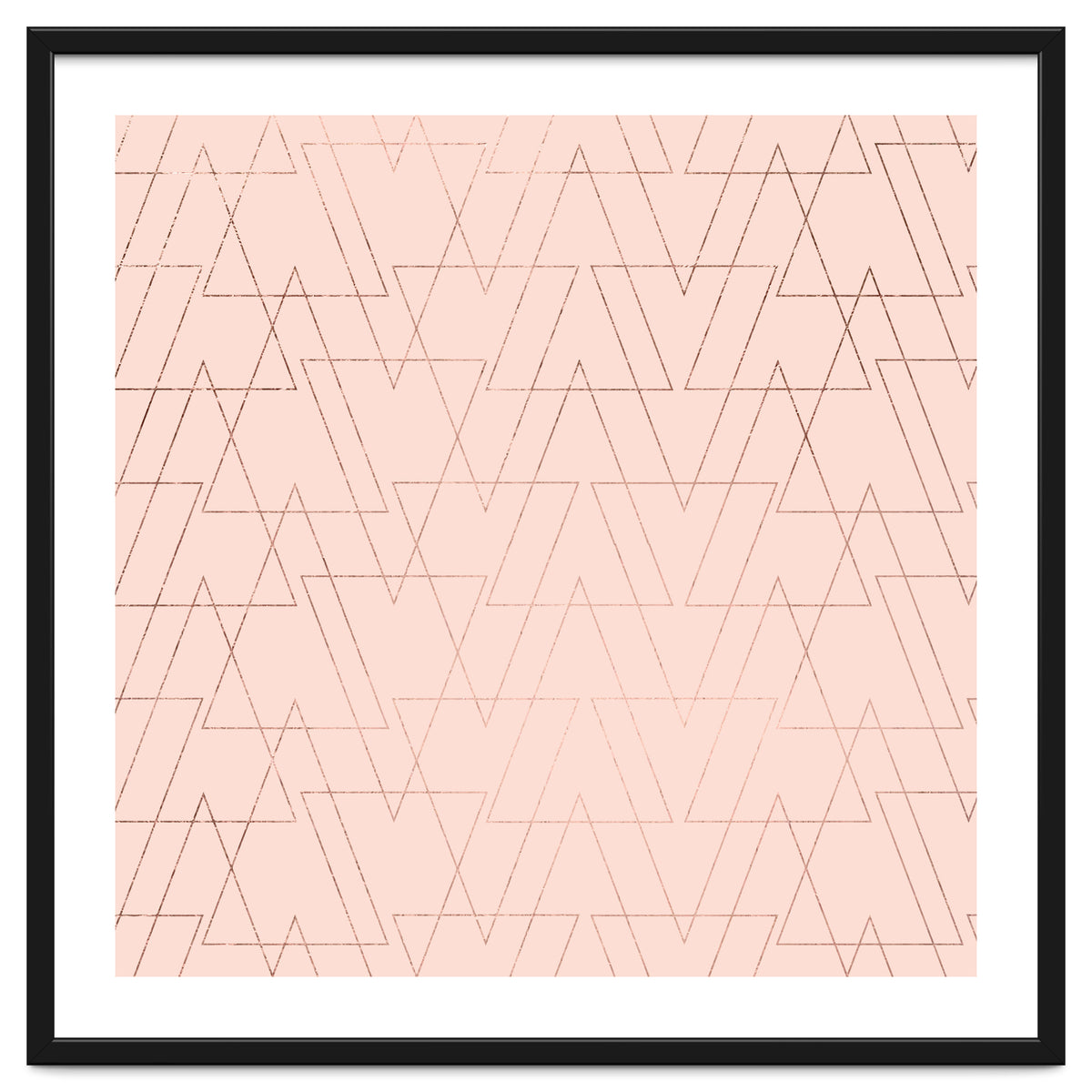 Modern Rose Gold Geometric Thin Triangles Blush Pink Abstract Pattern