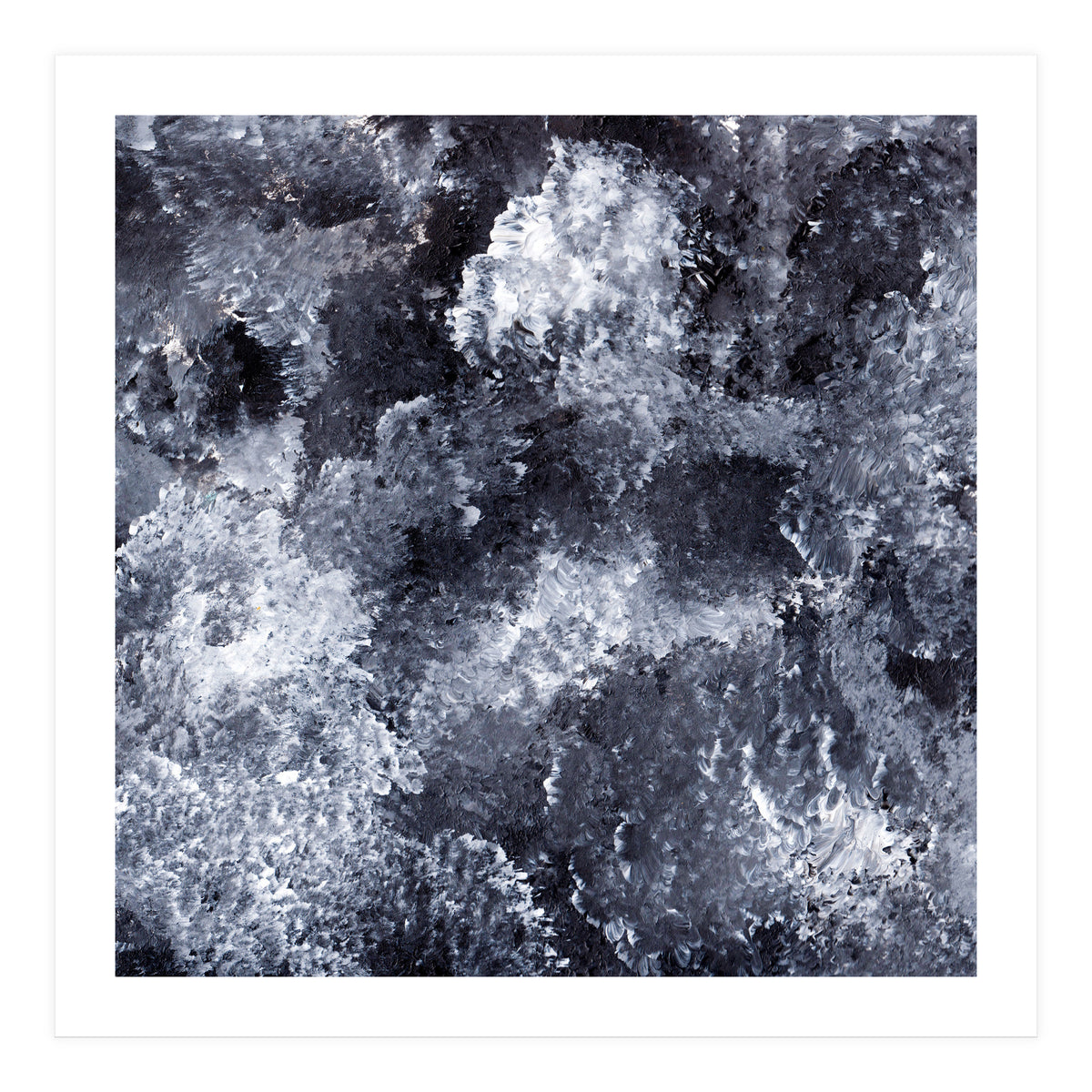 Modern Black White Acrylic Paint Brushstroke Ocean Waves (Print Only)