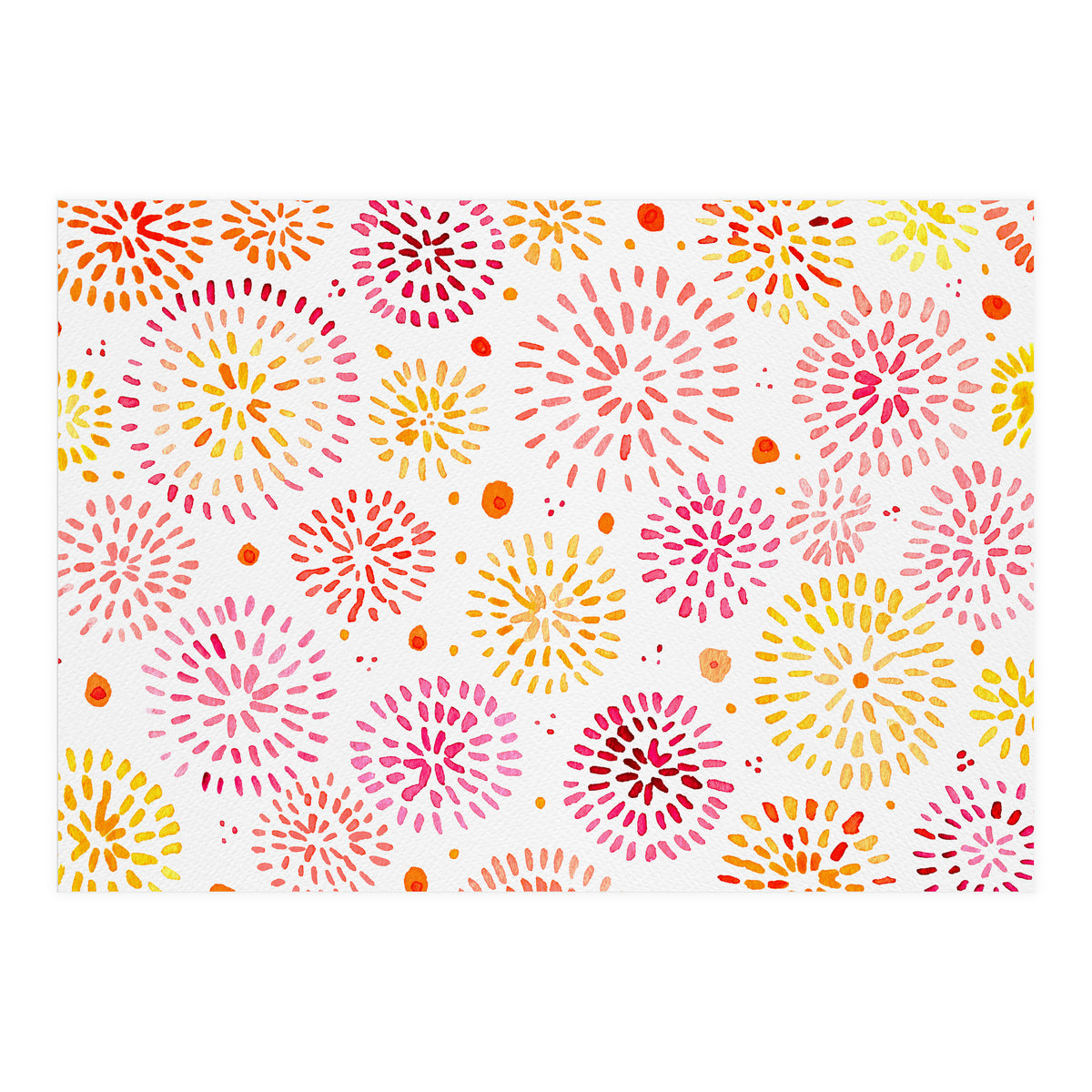 Abstract fireworks pattern in yellow and red (Print Only)