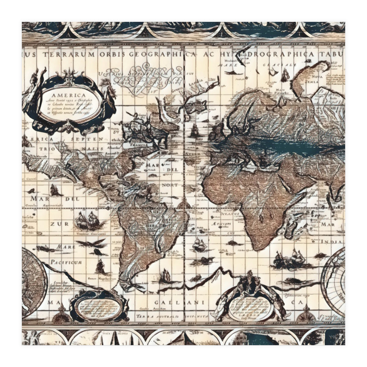 Antique Mapa Mundi revisited (Print Only)