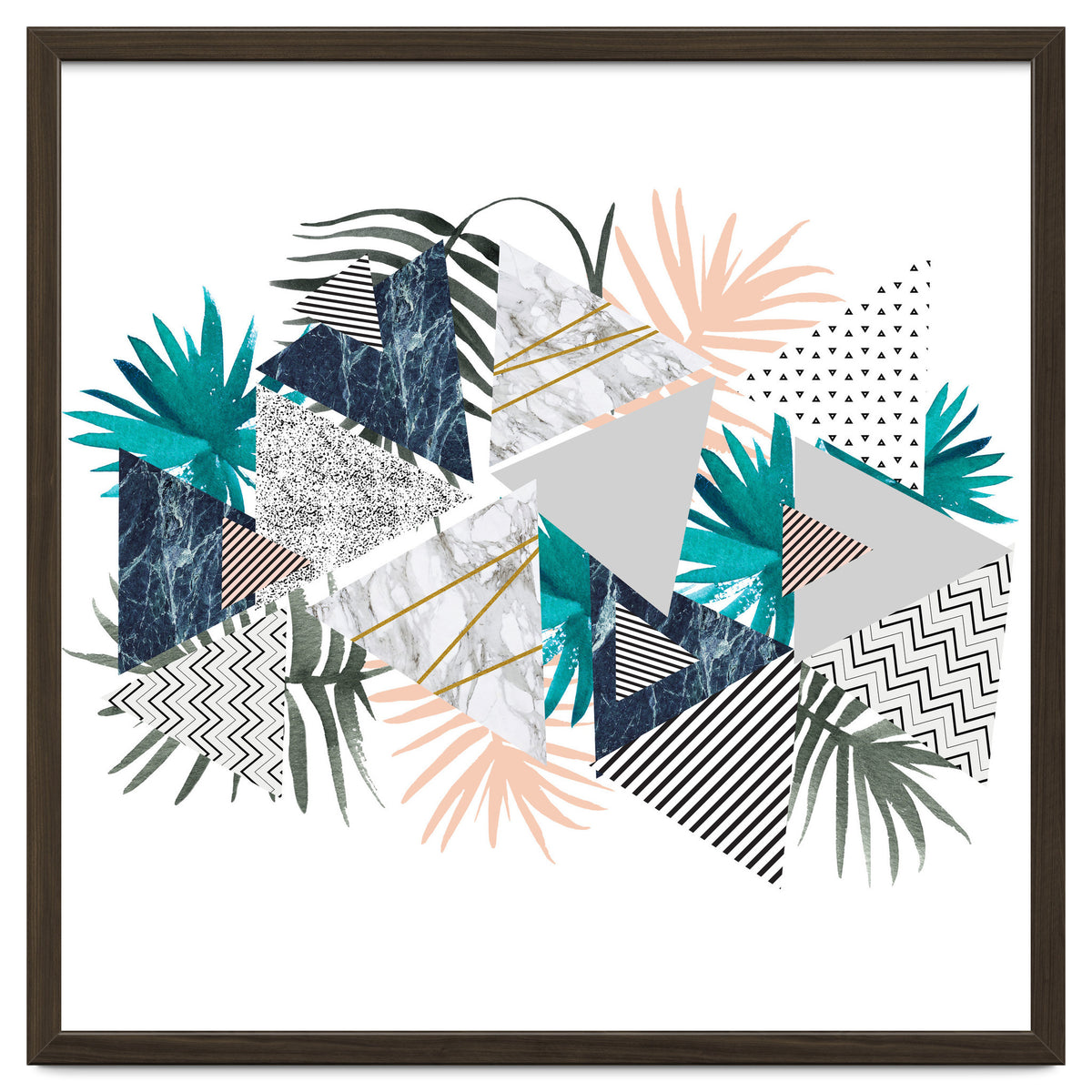 Abstract of geometric patterns with plants and marble I