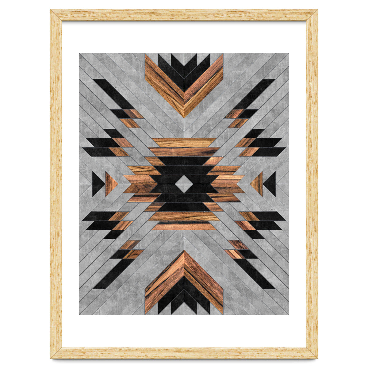 Urban Tribal Pattern No.6 - Aztec - Concrete and Wood