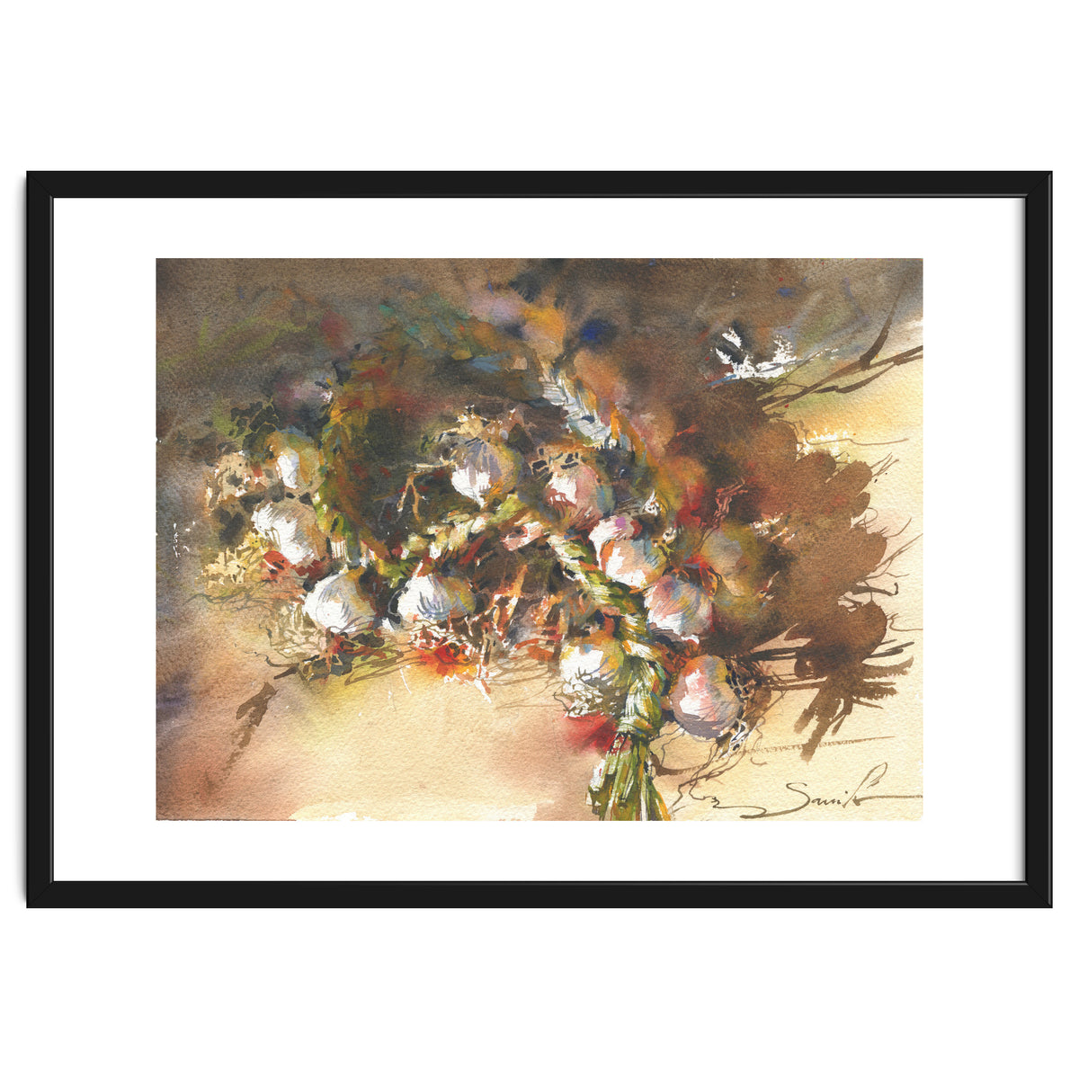 Still life garlic Watercolor