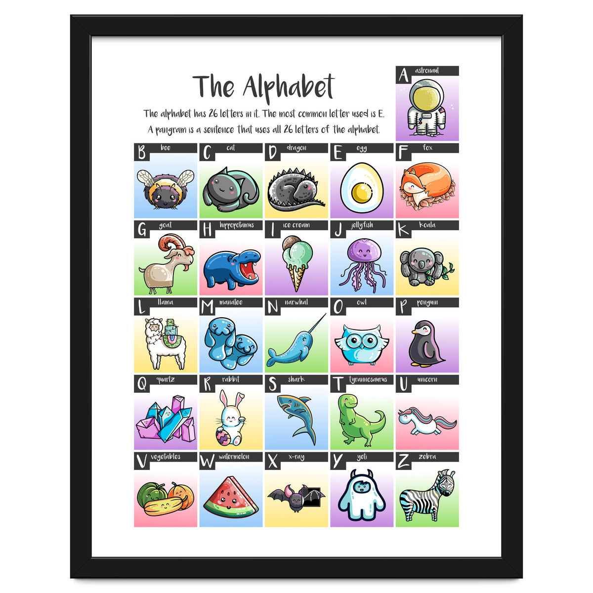 The Alphabet in Kawaii Cute Style