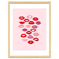 Lips Red with Pink Background