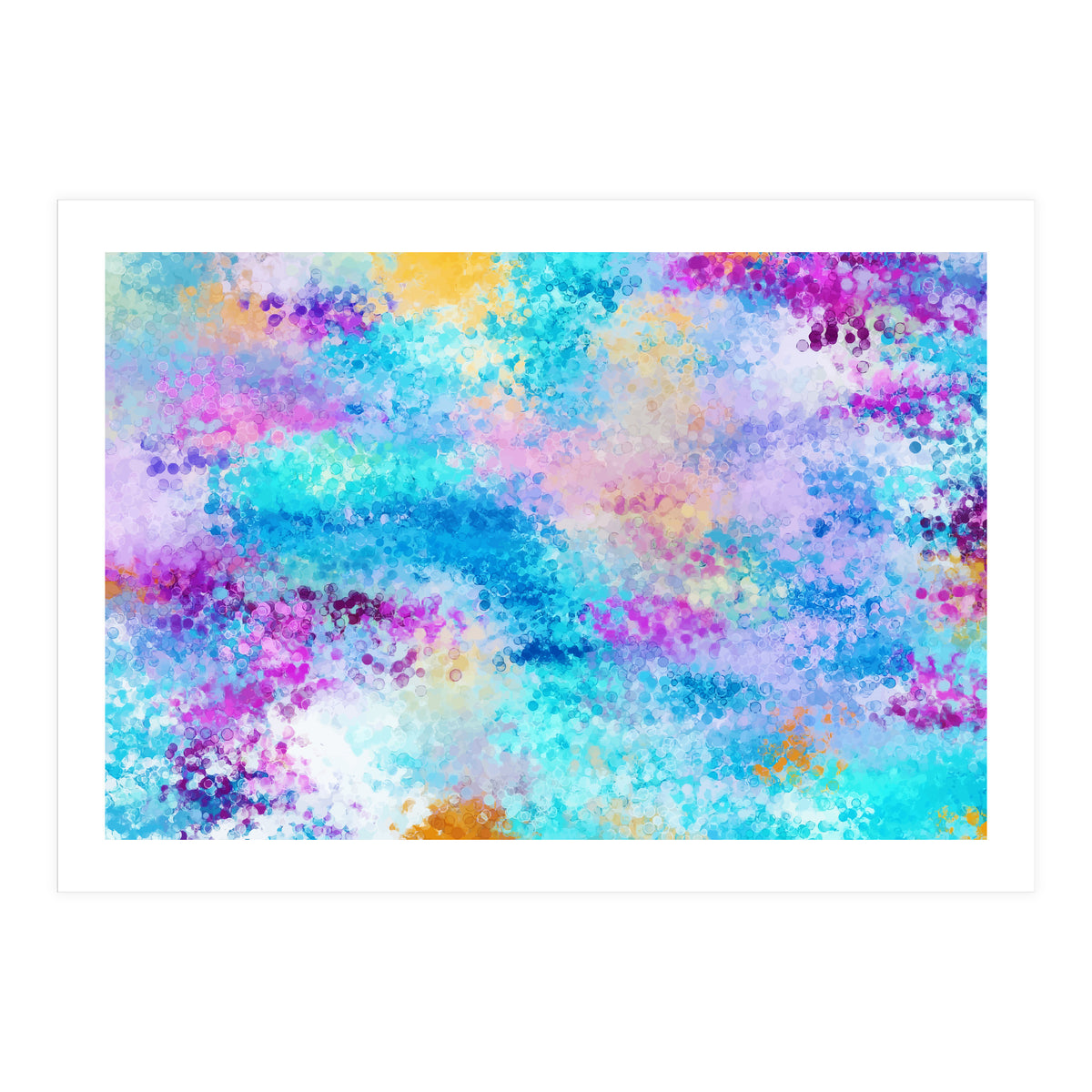 Mixed Emotions, Abstract Blue Colorful Painting, Eclectic Modern Bohemian Shapes Ocean (Print Only)