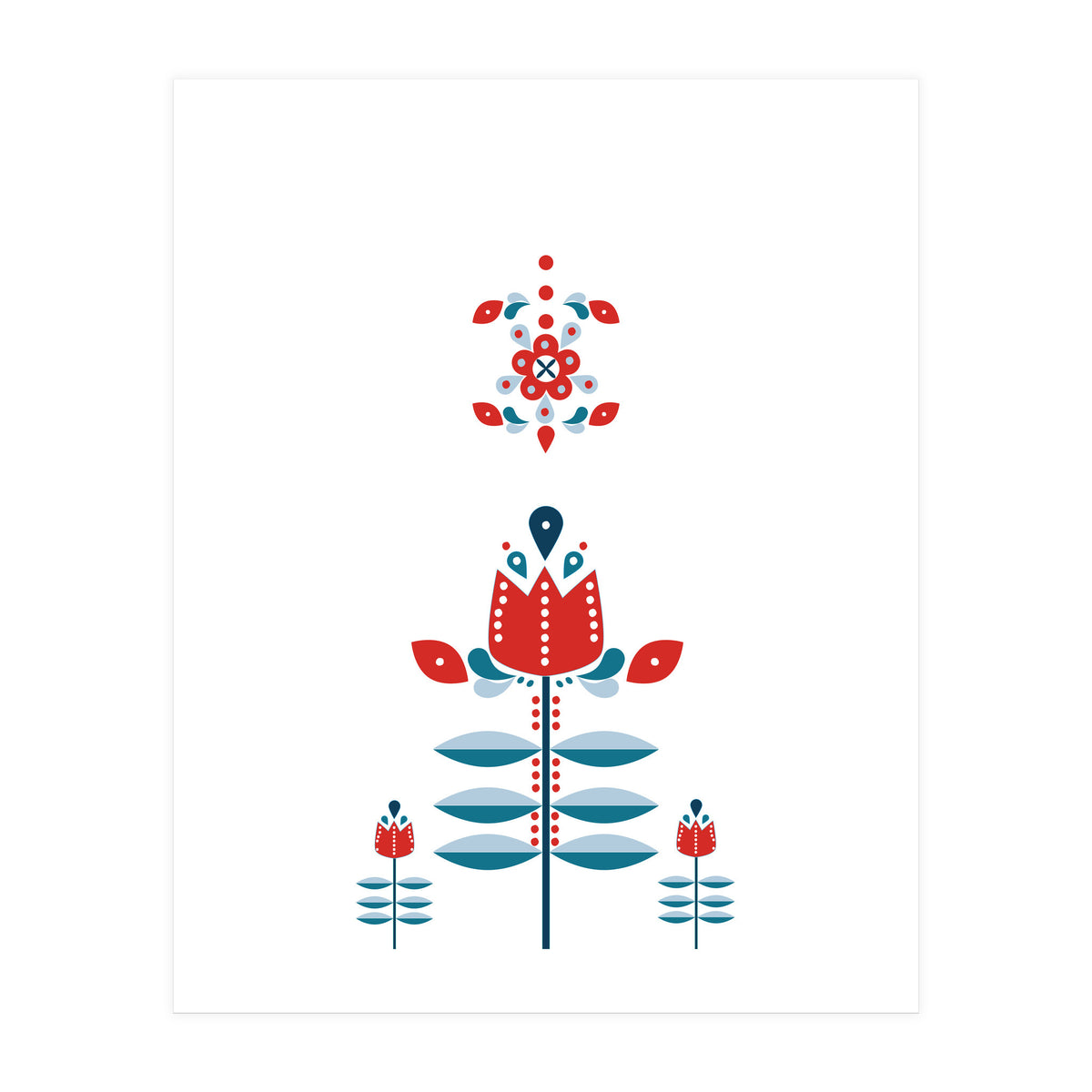 Scandinavian Folk Flowers (Print Only)