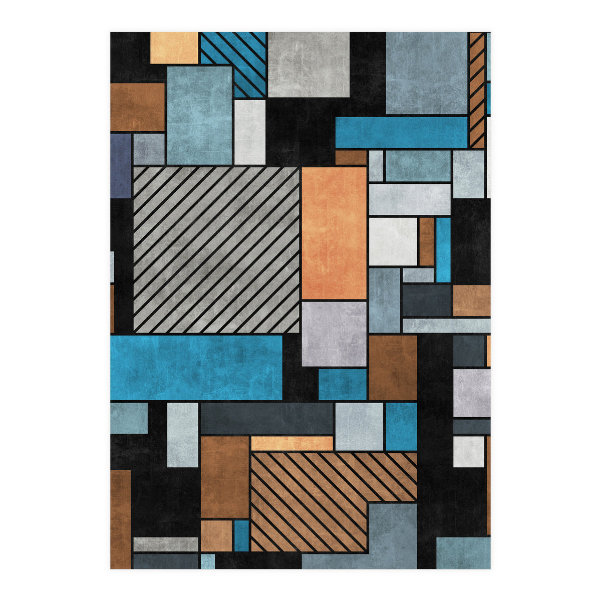 Random Concrete Pattern - Blue, Grey, Brown (Print Only)