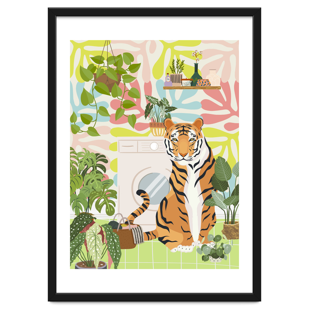 Tiger in Matisse Style Bathroom