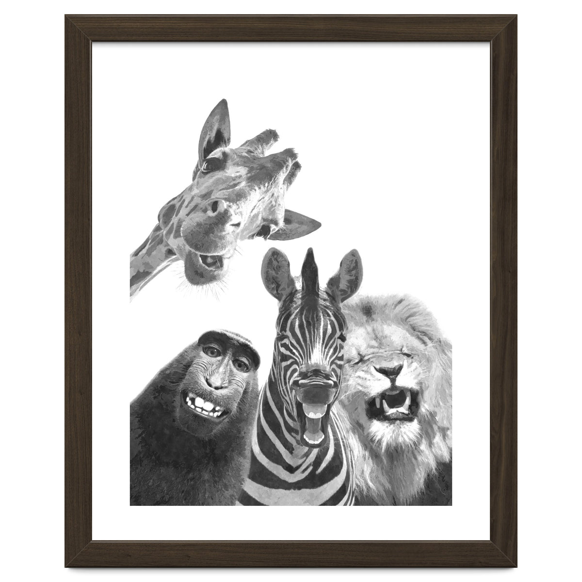 Black and White Jungle Animal Friends