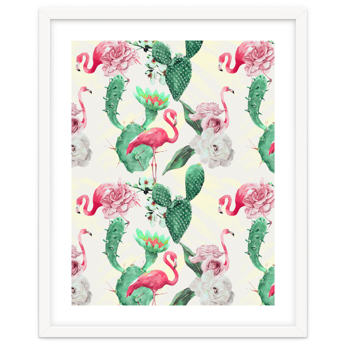 Flamingos, geometric and flowers