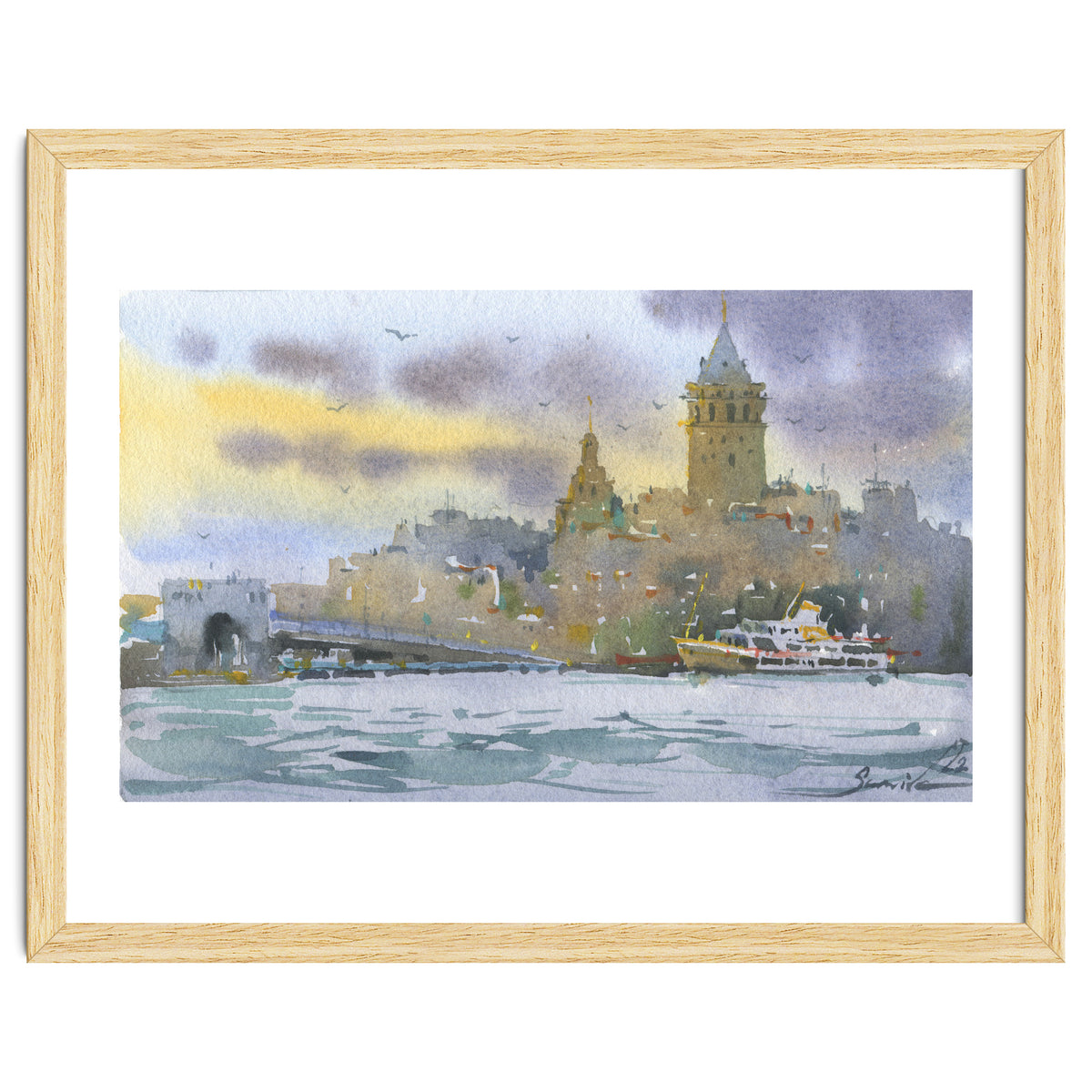 Galata Tower. Istanbul. Watercolor