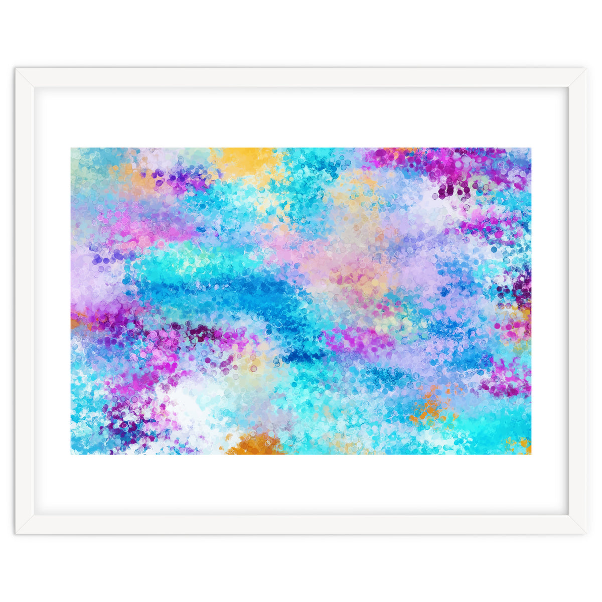 Mixed Emotions, Abstract Blue Colorful Painting, Eclectic Modern Bohemian Shapes Ocean