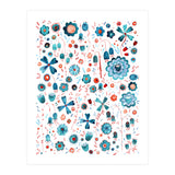 Turquoise Flower Mashup (Print Only) thumbnail