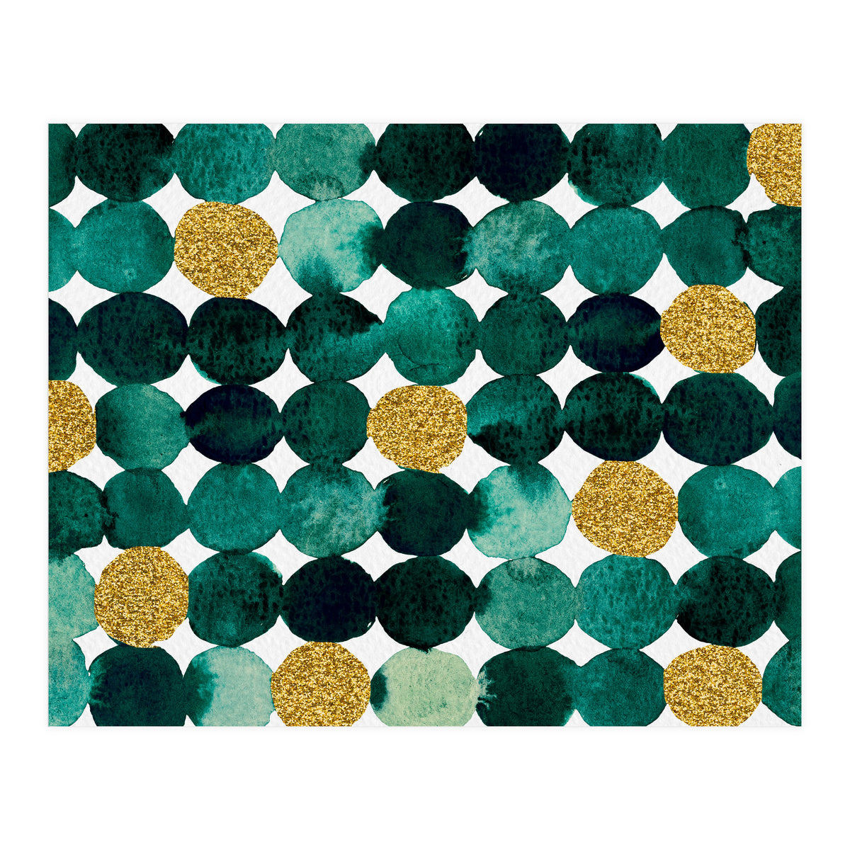 Dots pattern - emerald green and gold (Print Only)