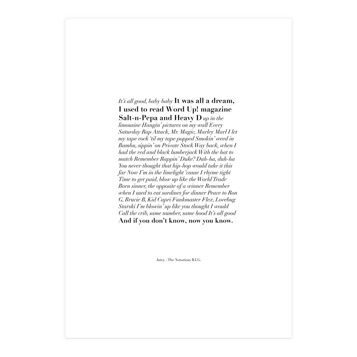 Biggie Juicy Lyrics (Print Only)