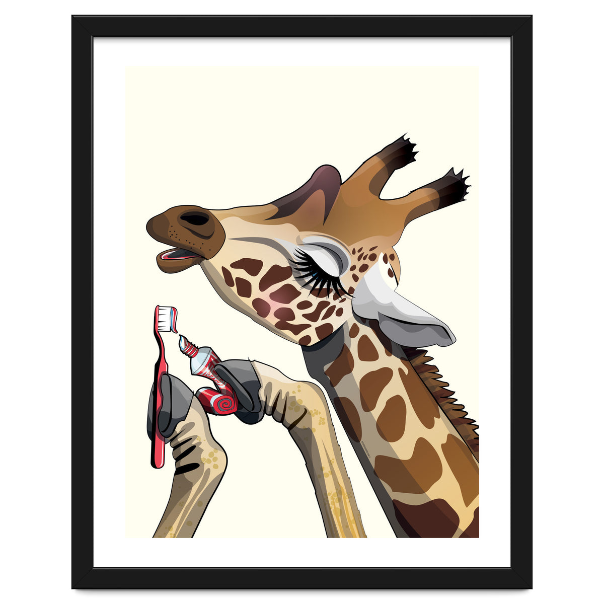 Giraffe Brushing Teeth, Funny Bathroom Humour