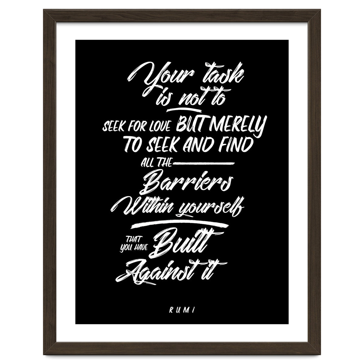 Don't Seek For Love - Rumi Quote Typography