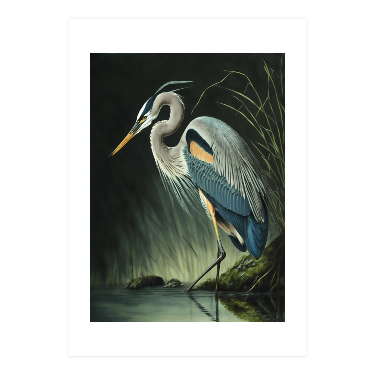 Heron Oil Painting (Print Only)