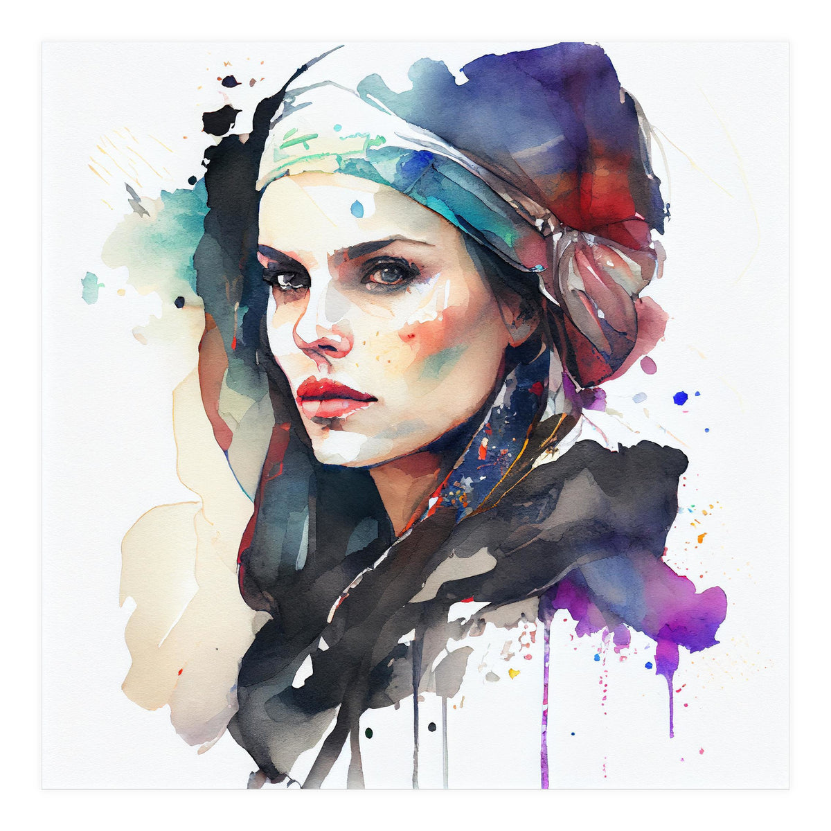 Watercolor Pirate Woman #5 (Print Only)