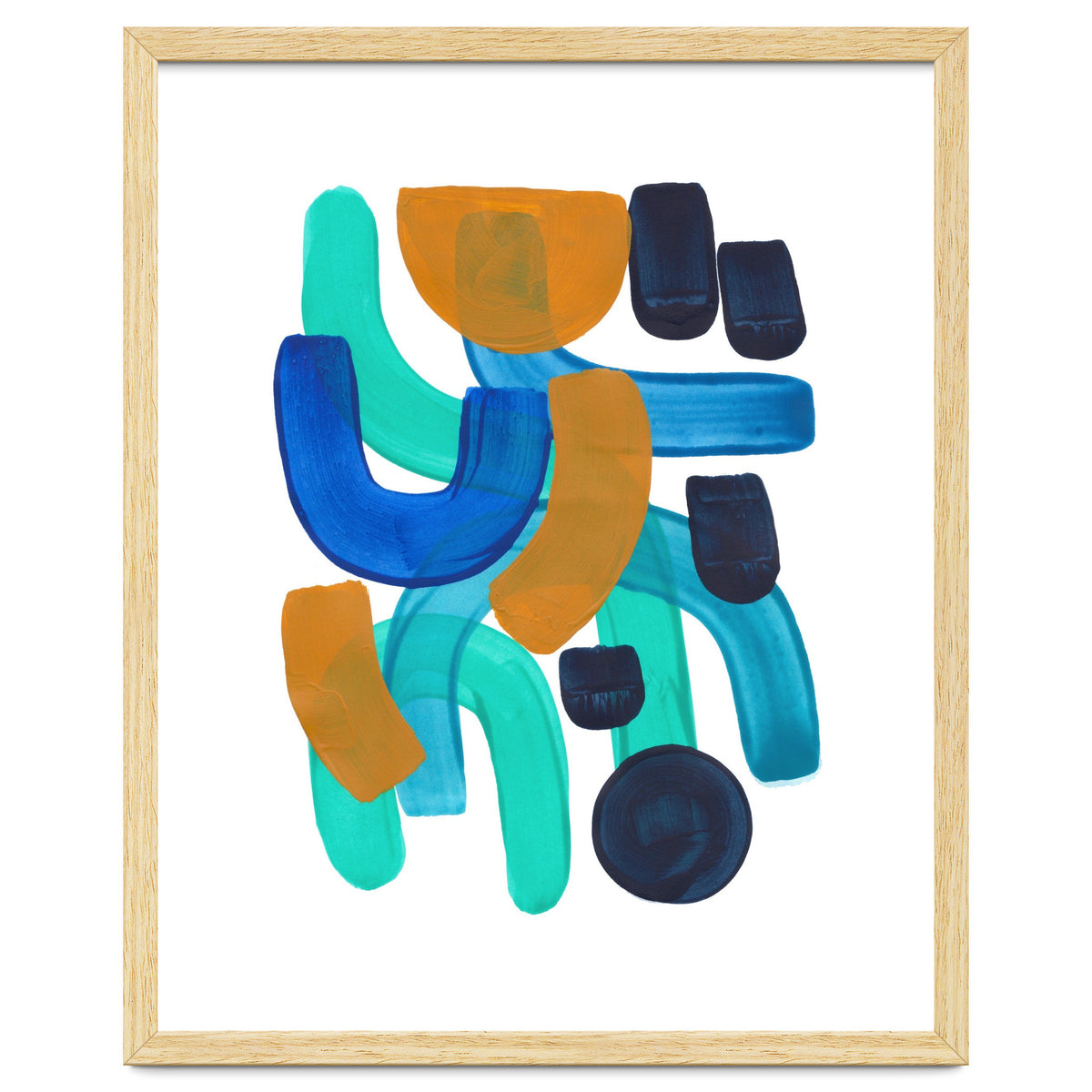 Fun Colorful Blue Turquoise Shape Yellow Accent