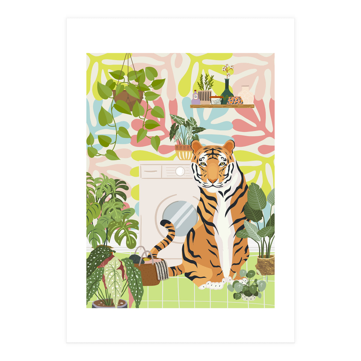 Tiger in Matisse Style Bathroom (Print Only)
