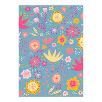 High Summer Flowers Teal (Print Only)