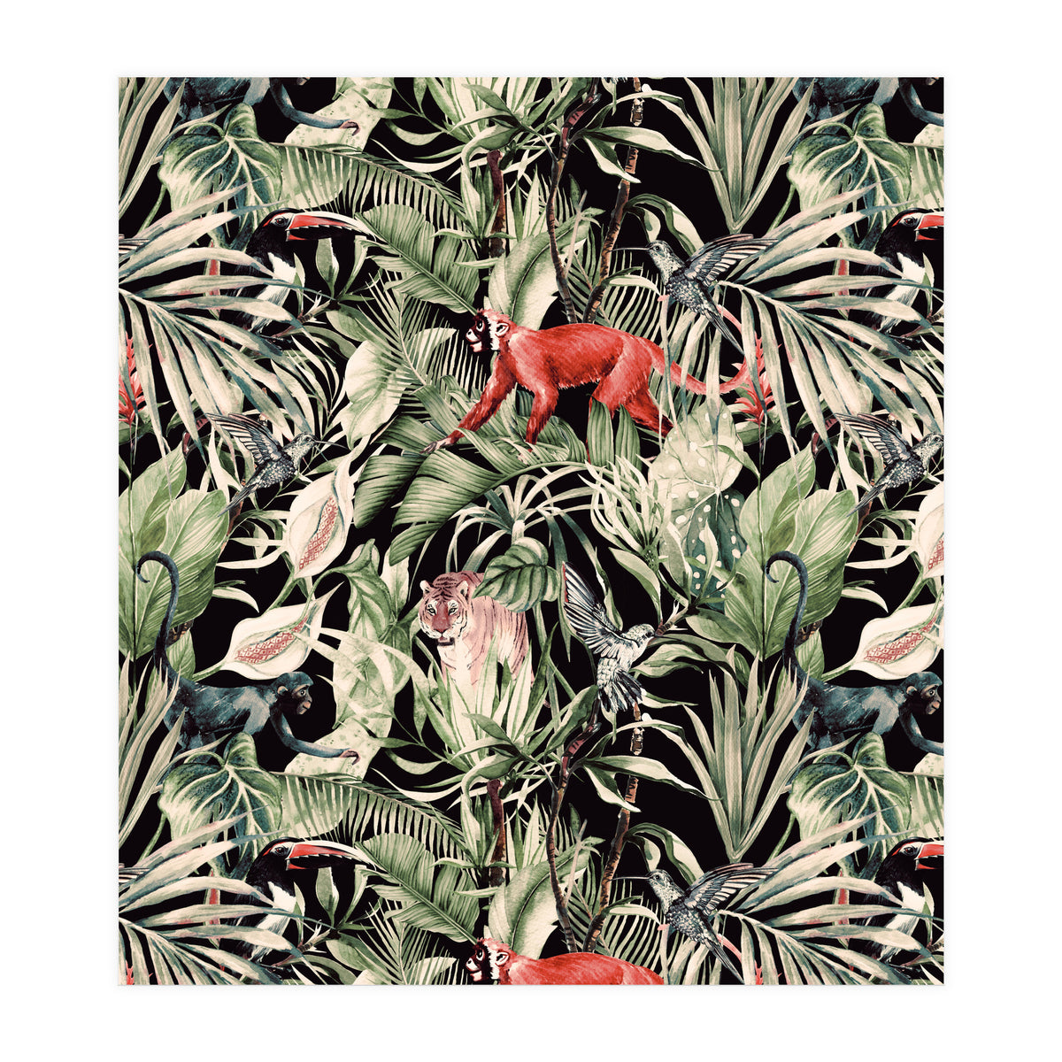 Animals In The Dark Of The Jungle (Print Only)