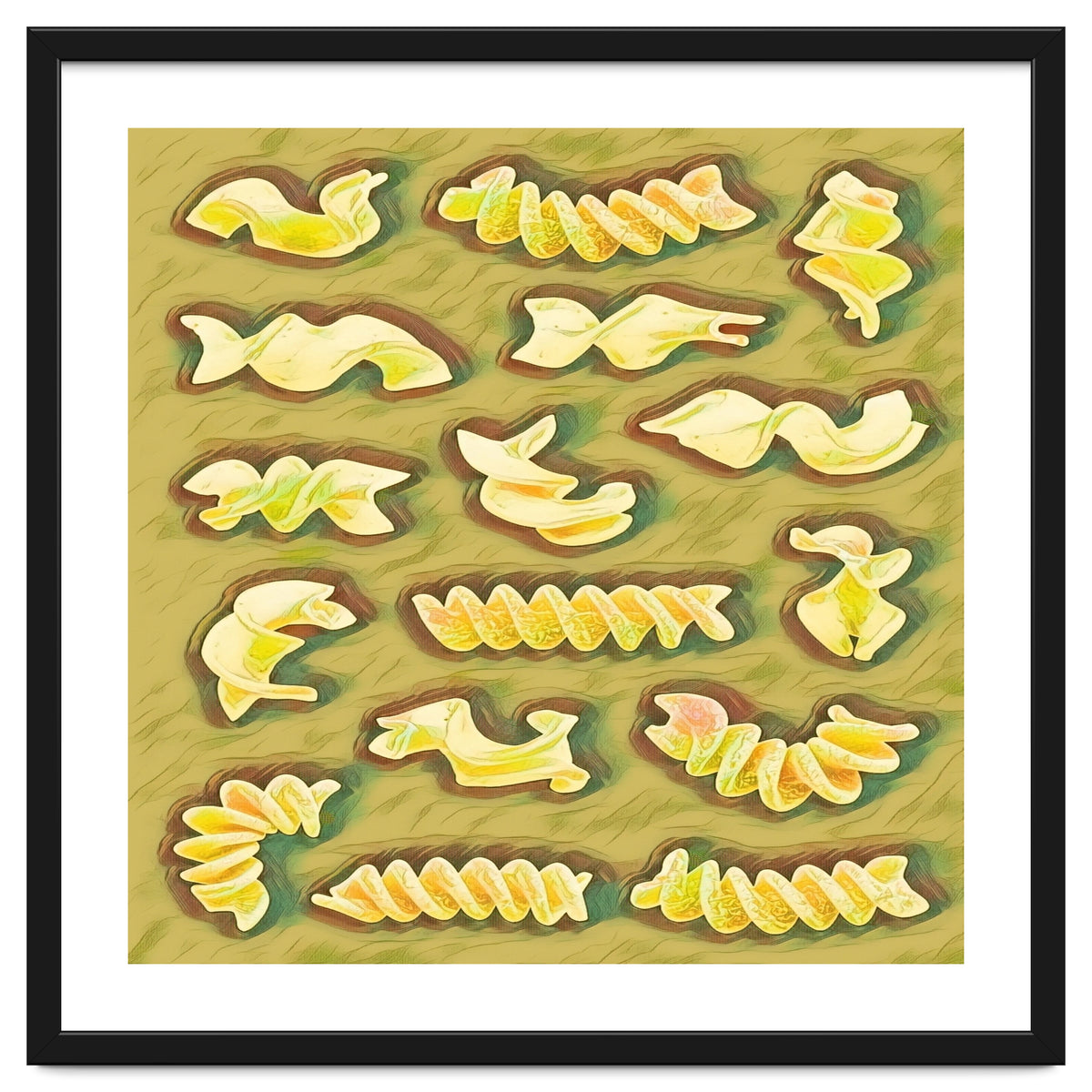 Pasta shapes fusilli and rotini