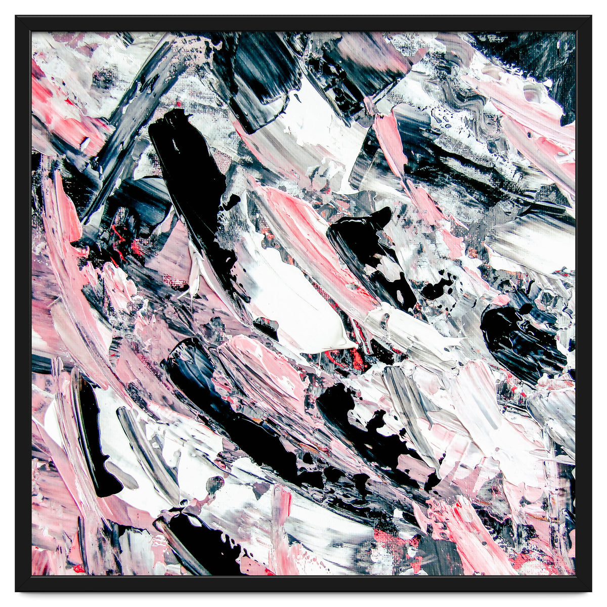 Modern Abstract Pastel Pink Black White Grey Acrylic Brushstrokes