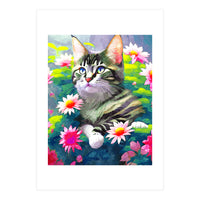 Always Positive, The Optimistic Cat, Positivity Mindset Pets, Optimism Watercolor Painting Animals (Print Only)
