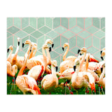 Flamingle Abstract Digital, Flamingo Wildlife Painting, Birds Geometric Collage  (Print Only) thumbnail