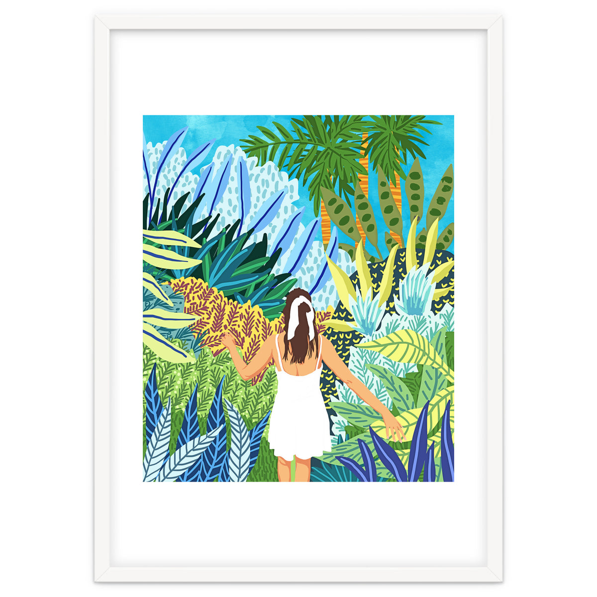 Lost in the Jungle of Feelings | Forest Tropical Botanical Nature Plants Illustration