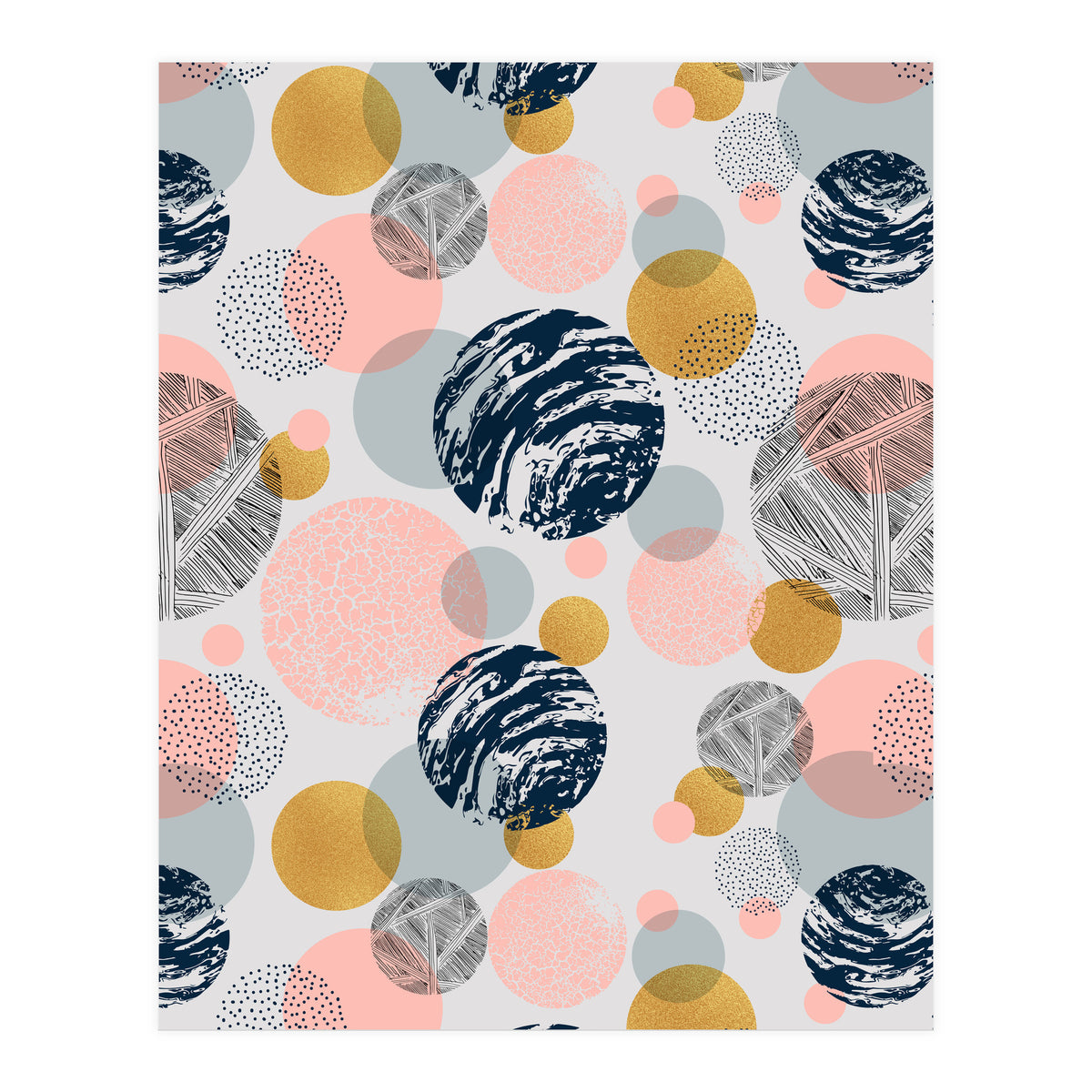 Pattern of abstract textured circles  (Print Only)