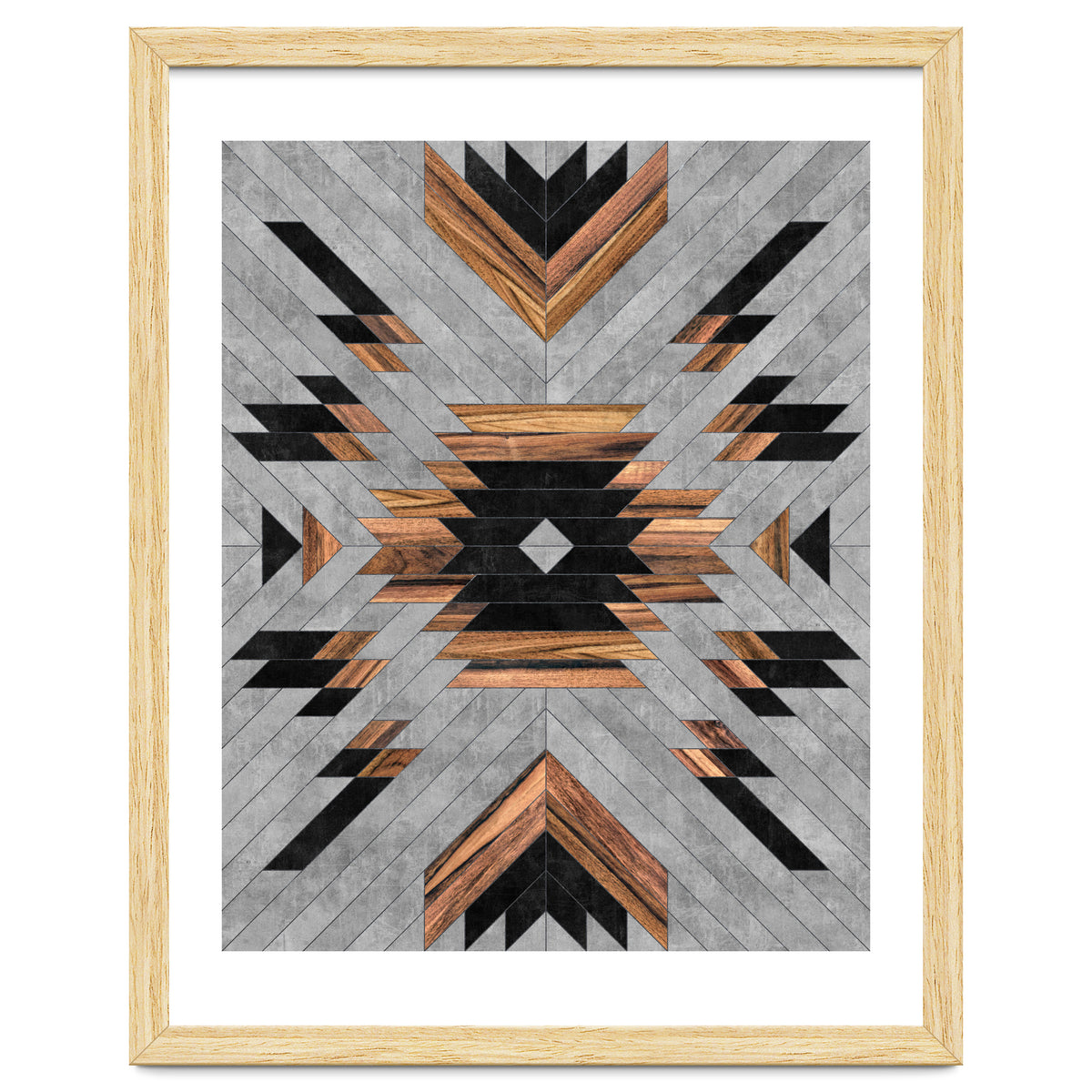 Urban Tribal Pattern No.6 - Aztec - Concrete and Wood