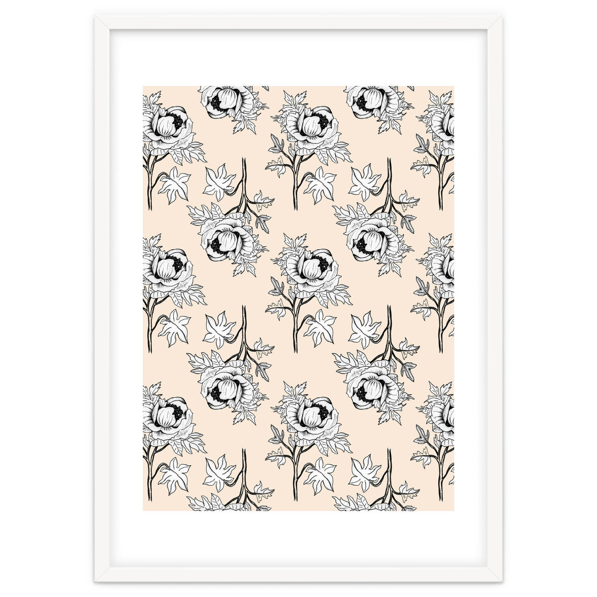 Drawing pattern of roses to pencil on beige