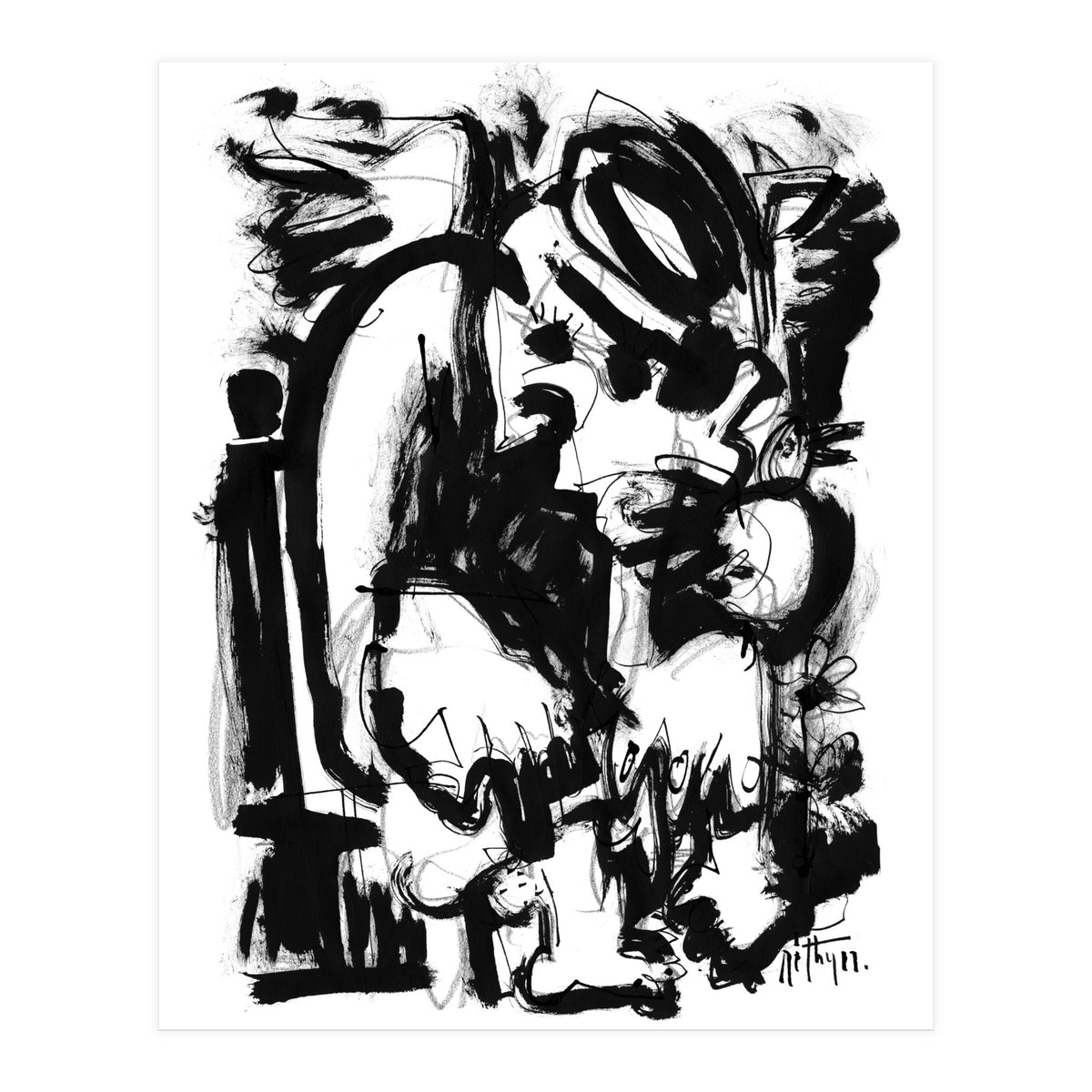 Saint With Bird - b&w (Print Only)