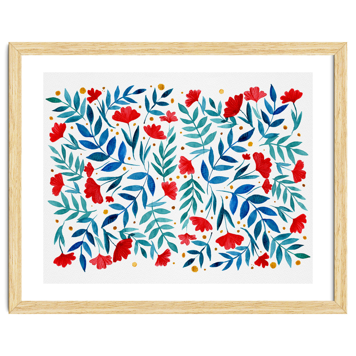 Magical garden - red and turquoise