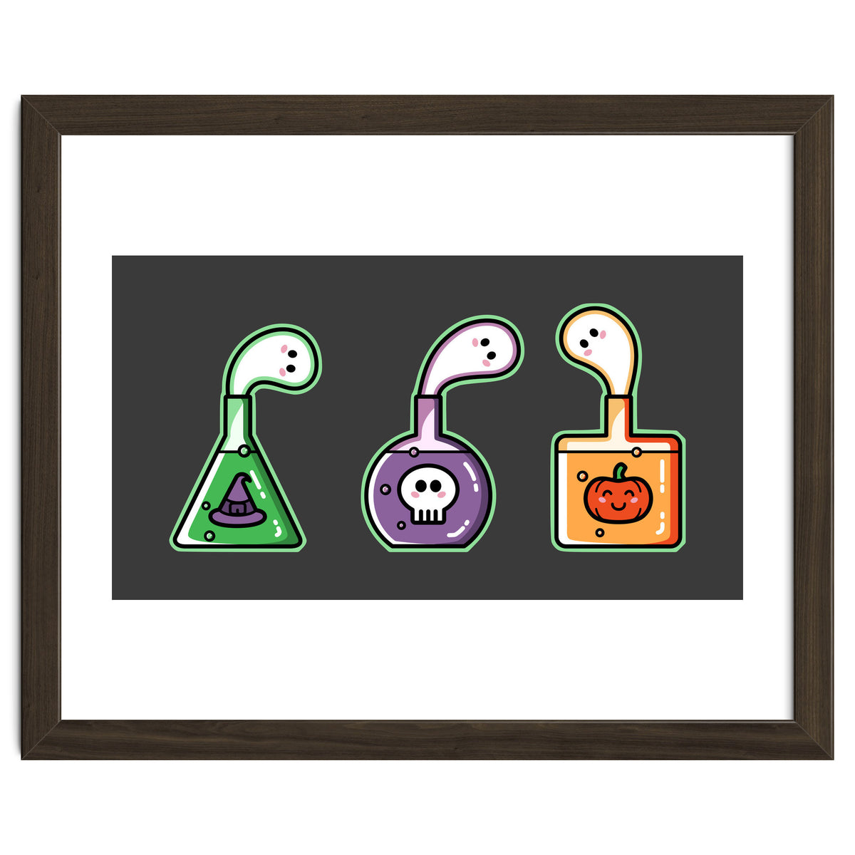 Kawaii Cute Halloween Potions - witches hat, skull, pumpkin, ghosts