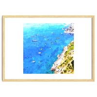 Capri Islands | Tropical Travel Summer Island | Ocean Sea Beach Swim Sail Painting